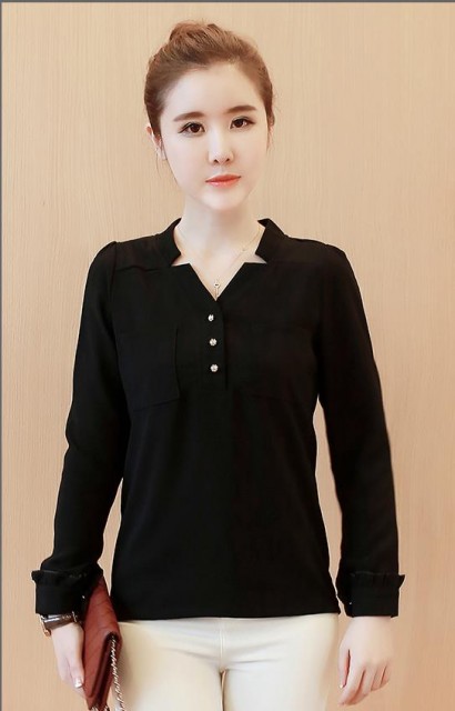[해외] 봄 신상 여성 패션 브이넥 긴팔 블라우스 정장와이셔츠
