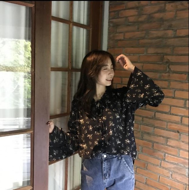 [해외] 봄 여름 신상 여성 패션 복고 캐주얼 플라워 블라우스 와이셔츠