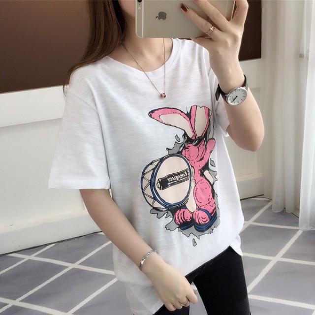 [해외] 0008_2068 토끼북 새로운 여름 라운드 티셔츠