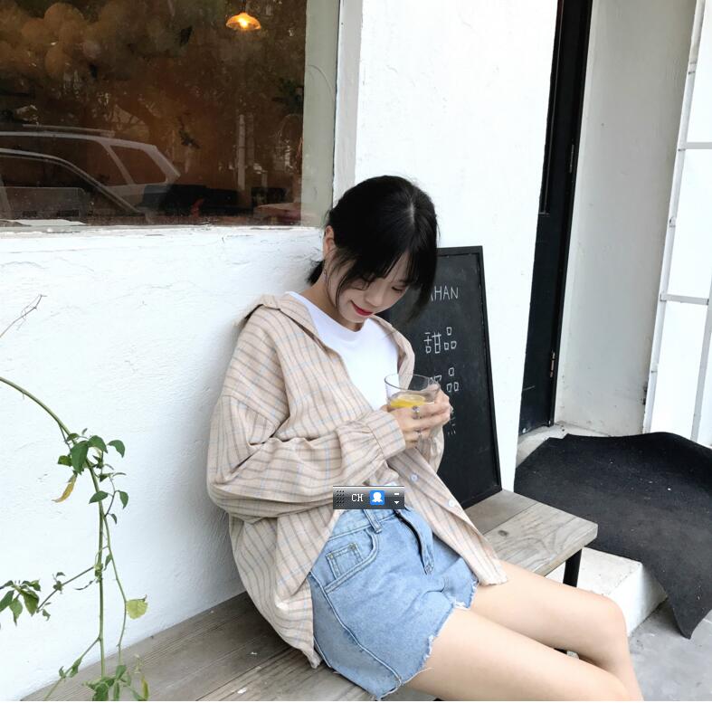 [해외] 봄 여성 신상 래쉬 긴팔 체크 셔츠