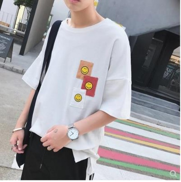 [해외] 남자 smiling 티셔츠 반팔 남자기본티셔츠 남방 셔츠 오버핏 티셔츠