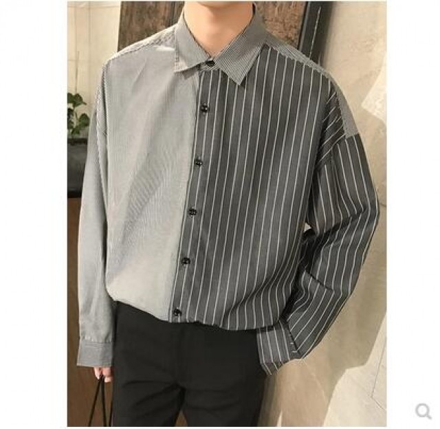 [해외] 봄 여름 패션 남성 스트라이프 셔츠 긴소매 셔츠 남자학생 셔츠