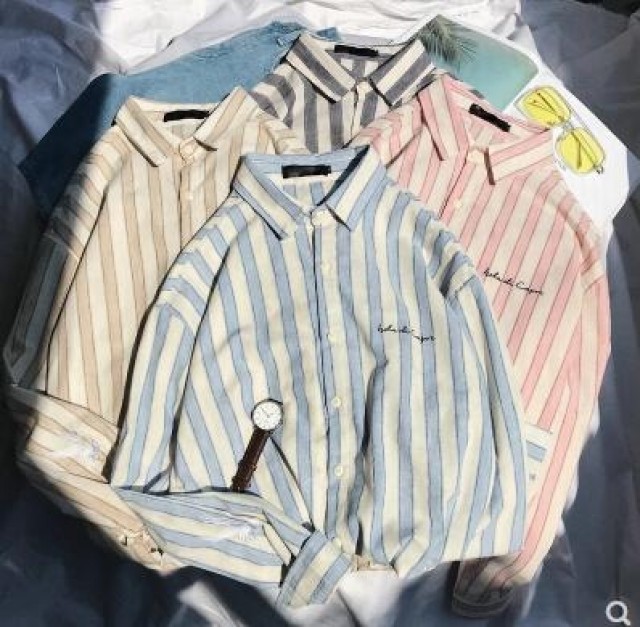 [해외] 봄 여름 긴소매 남성 셔츠 스트라이프셔츠 트렌드 셔츠