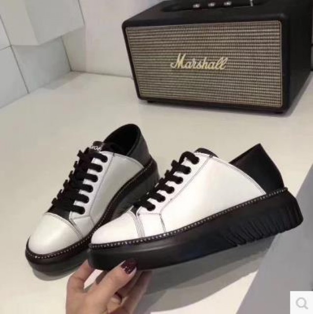 [해외] 봄 신상 여 컬러 블로킹 플랫폼 슈즈 캐주얼 슈즈 리얼 가죽 신발