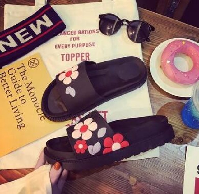 [해외] 여름 신상 슬리퍼 샌들 신발 플라워 슬리퍼 여성 슬리퍼