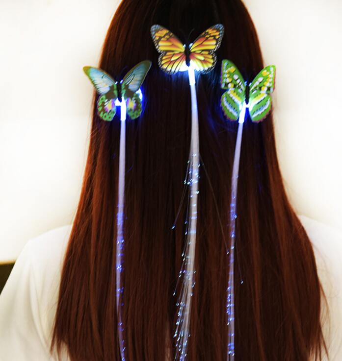 [해외] LED발 머리장식10개묶음 클립발광헤어 발광머리카락 마술의가발