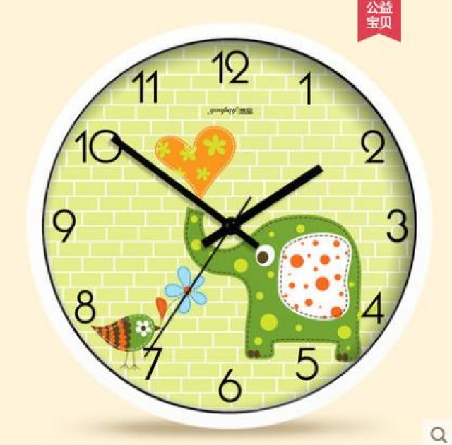 [해외] 가정용 귀여운 35cm 캐릭터 코끼리 창의 어린이 방시계 패션벽시계 모던쿼츠시계