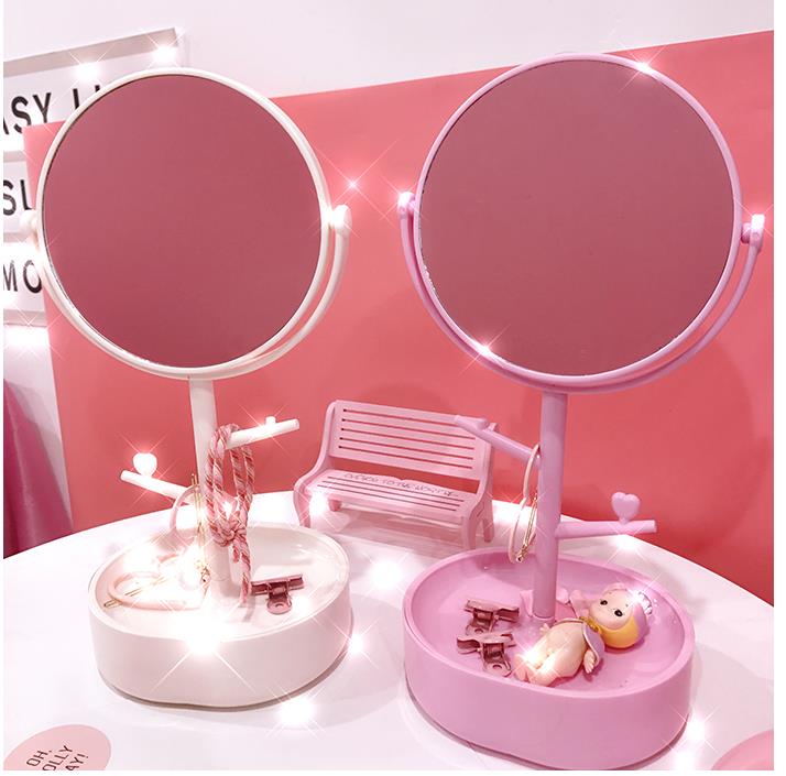 [해외] 여성 신상품 귀여운 원형 일식 화장용 공주 거울