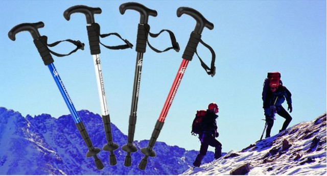 [해외] 신상 야외 퀄리티 스틱형 T그립 알루미늄합금 등산용 지팡이