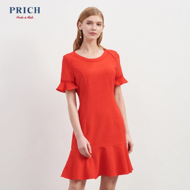[해외]W1450B3 PRICH2018 봄 여름 신사 숙녀 패션 드레스 우아한 프릴 드레스 PROW86301M