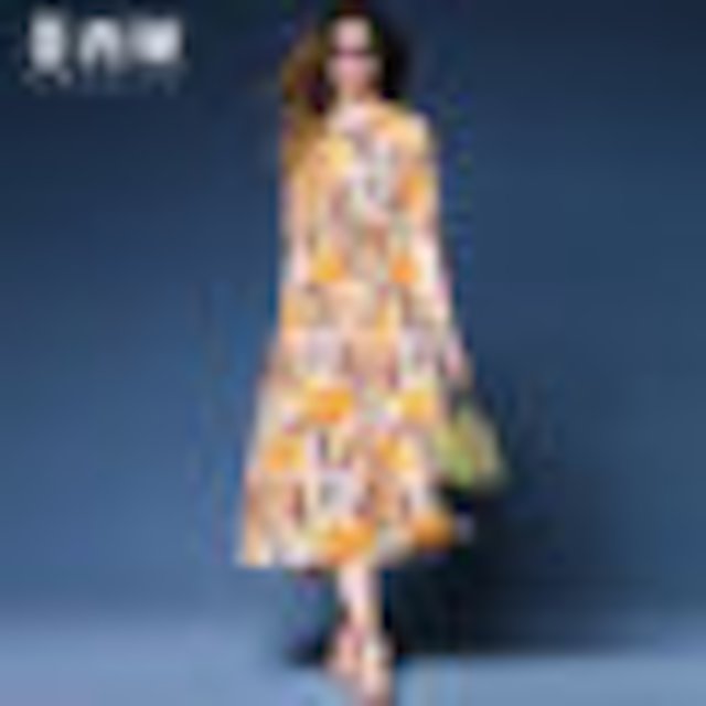 [해외]W145D5A 긴 섹션 실크 실크 드레스 여성 Feicia 2018 봄과 여름 새로운 유럽 역 인쇄 무거운 실크 드레스