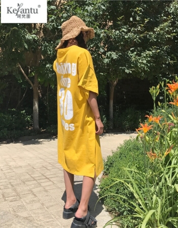 [해외] 2018년 신상 새 봄 그림 T 셔츠 여성 느슨한 드레스