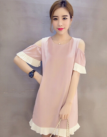 [해외] 2018년 신상 새로운 여름 끈 소매 T 셔츠 여성 짧은 소매 코튼 드레스 스커트