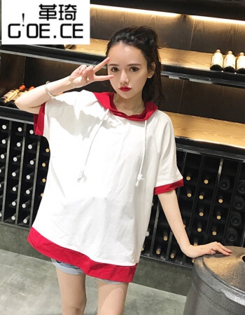 [해외] 2018년 신상 하라주쿠 스타일 5부소매 후드 티셔츠
